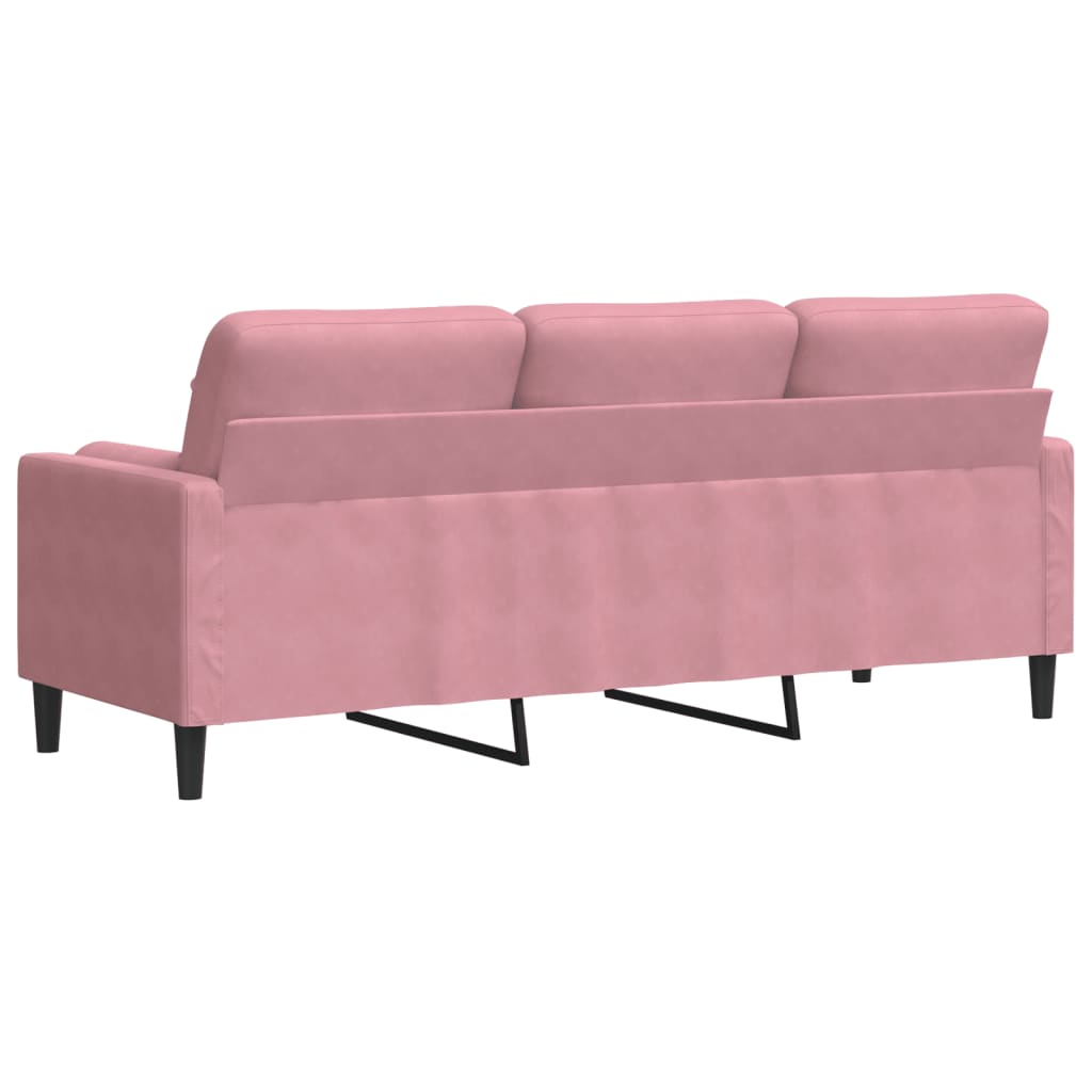 Canapé 3 places avec oreillers décoratifs rose 180 cm velours - XIOS