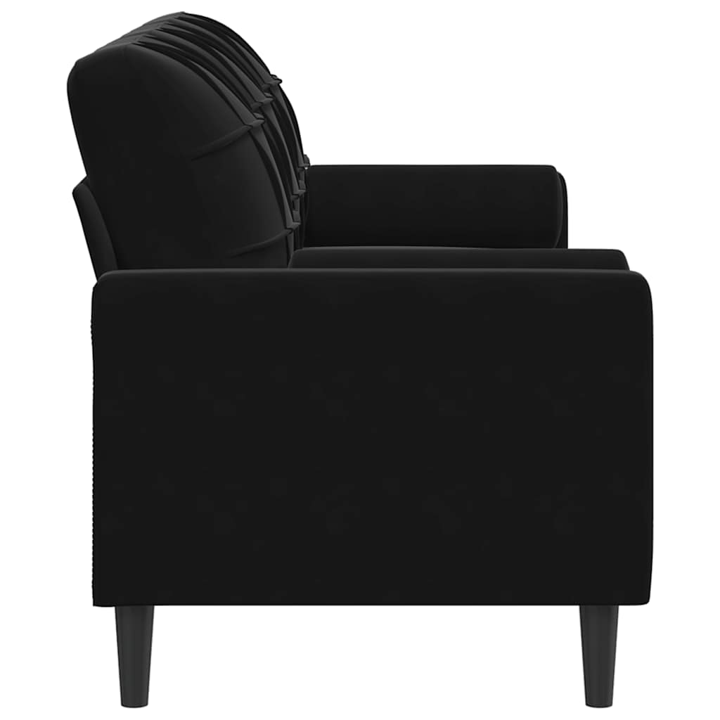 Canapé 3 places avec oreillers décoratifs noir 180 cm velours - XIOS
