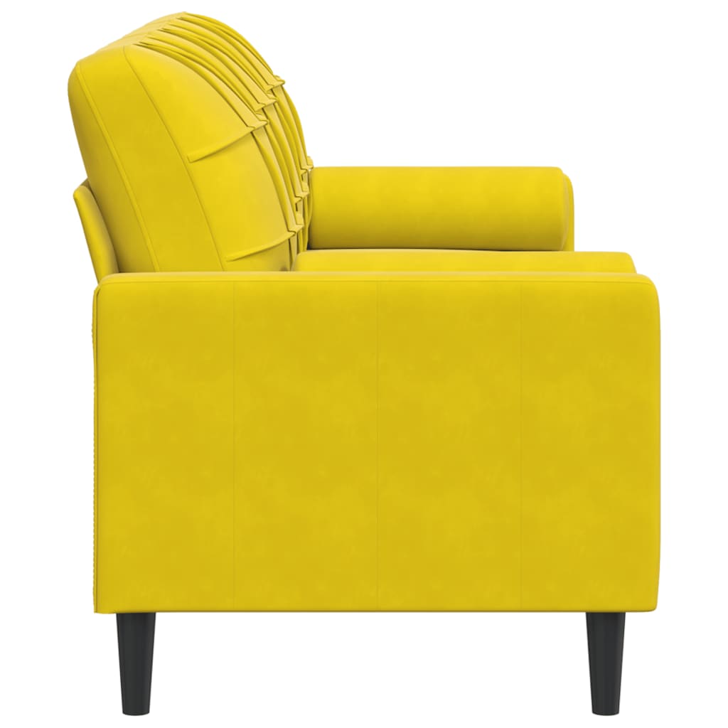 Canapé 3 places avec oreillers décoratifs jaune 180 cm velours - XIOS