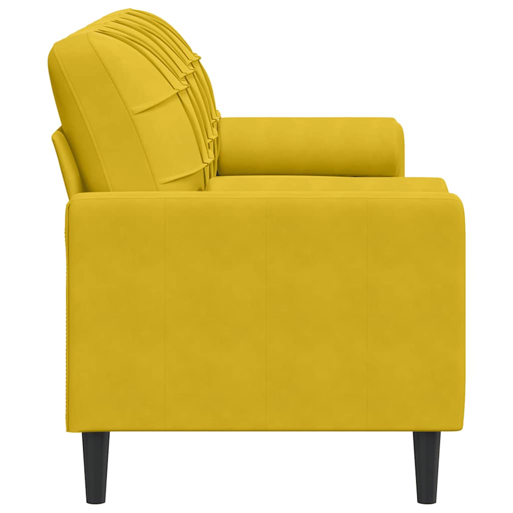 Canapé 3 places avec oreillers décoratifs jaune 180 cm velours - XIOS