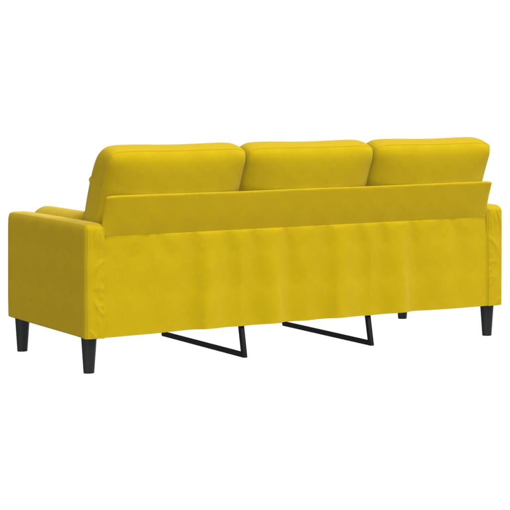 Canapé 3 places avec oreillers décoratifs jaune 180 cm velours - XIOS