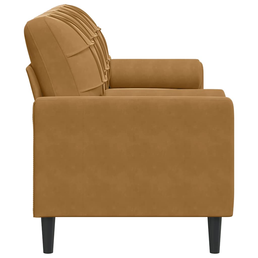 Canapé 3 places avec oreillers décoratifs marron 180 cm velours - XIOS