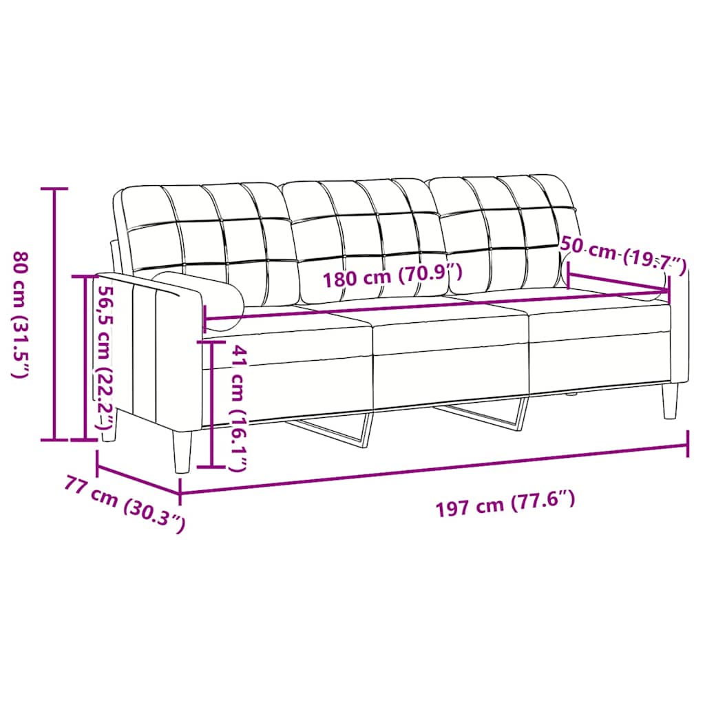 Canapé 3 places avec oreillers décoratifs marron 180 cm velours - XIOS