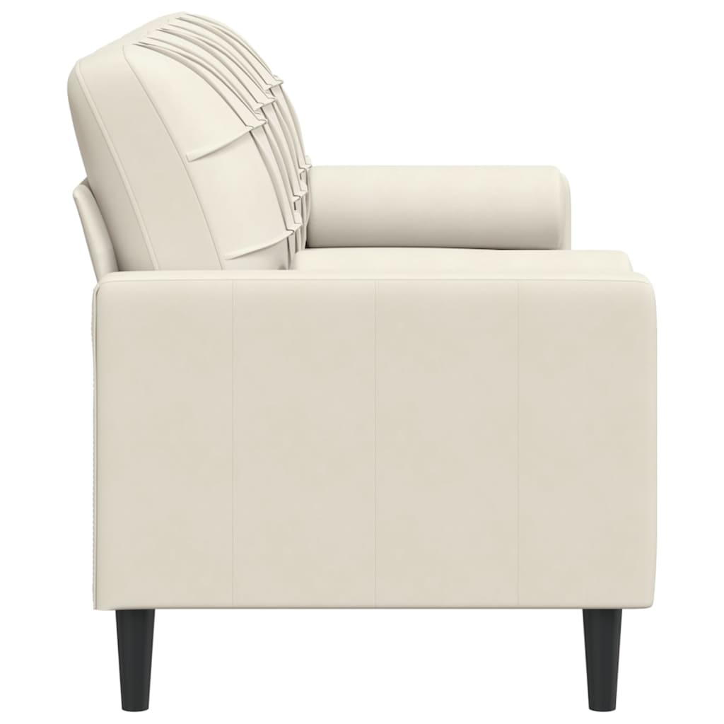 Canapé 3 places avec oreillers décoratifs crème 180 cm velours - XIOS