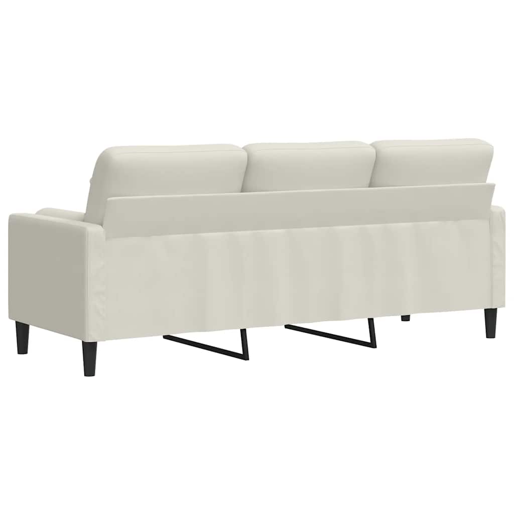 Canapé 3 places avec oreillers décoratifs crème 180 cm velours - XIOS