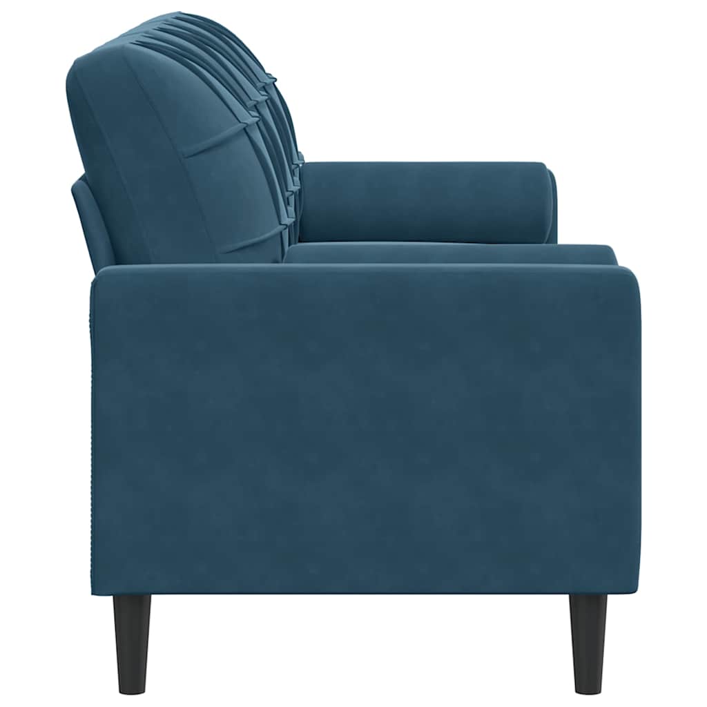 Canapé 3 places avec oreillers décoratifs bleu 180 cm velours - XIOS