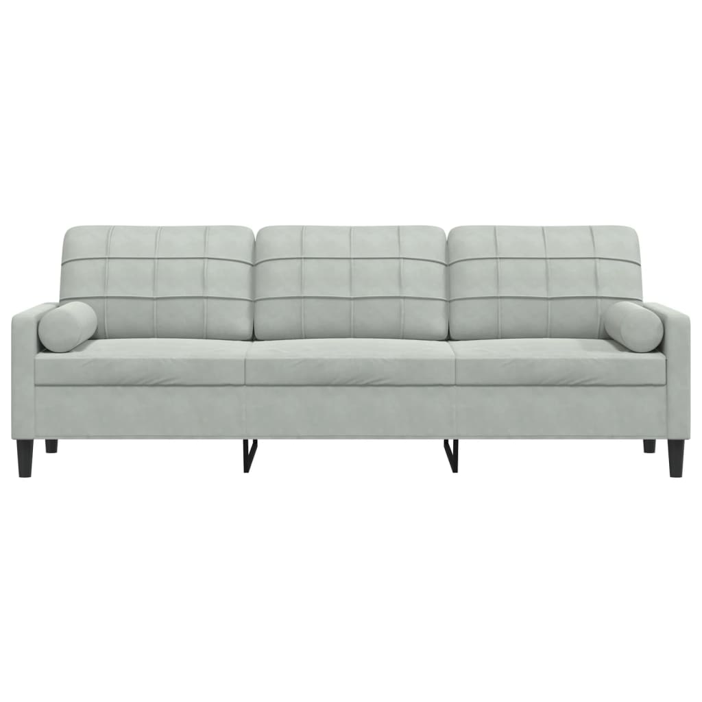 Canapé 3 places avec oreillers gris clair 210 cm velours - XIOS