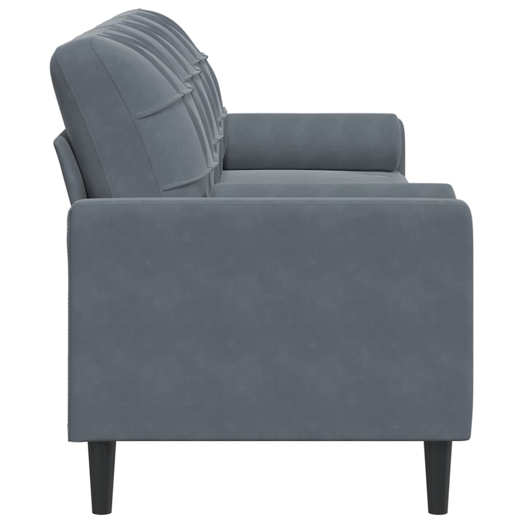 Canapé 3 places avec oreillers gris foncé 210 cm velours - XIOS