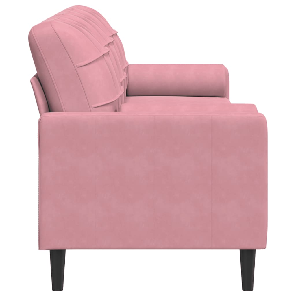 Canapé 3 places avec oreillers décoratifs rose 210 cm velours - XIOS