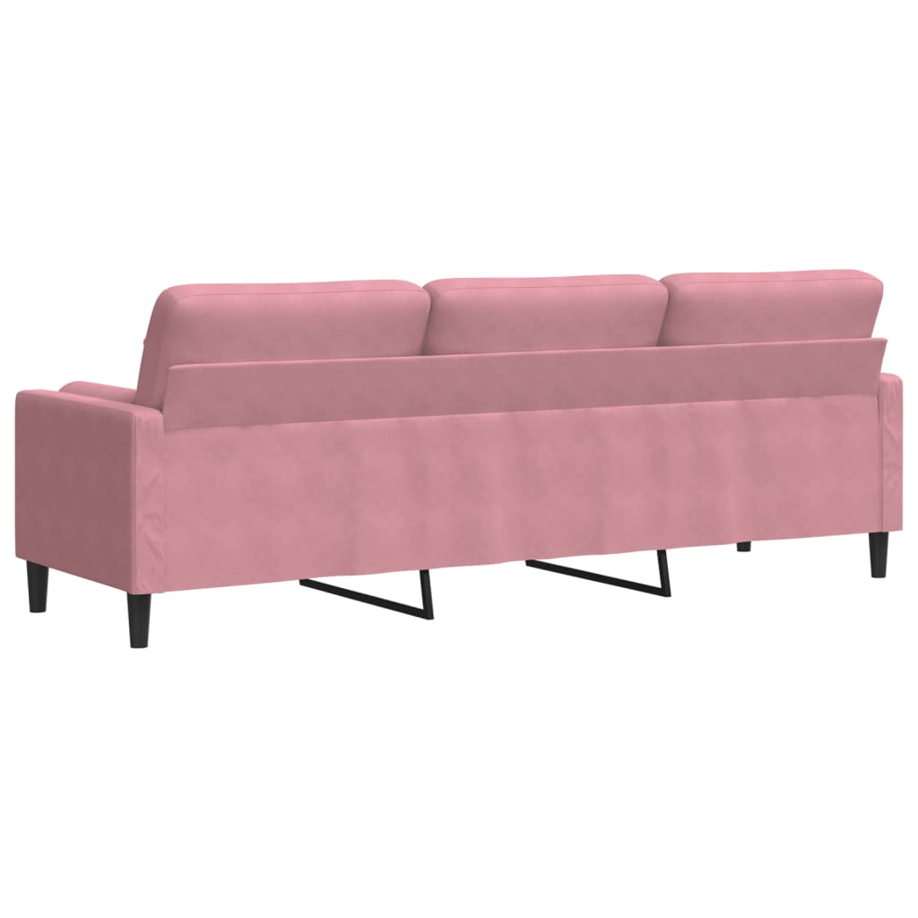 Canapé 3 places avec oreillers décoratifs rose 210 cm velours - XIOS