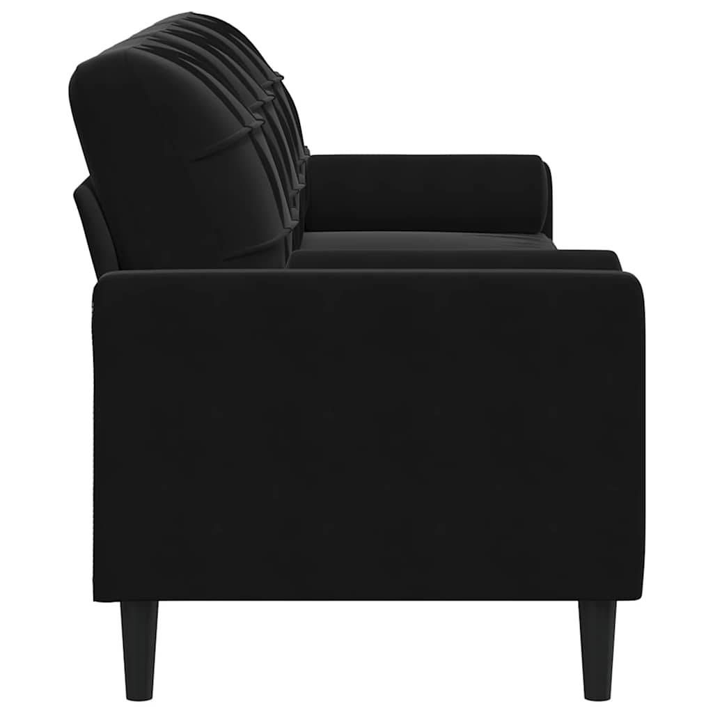 Canapé 3 places avec oreillers décoratifs noir 210 cm velours - XIOS