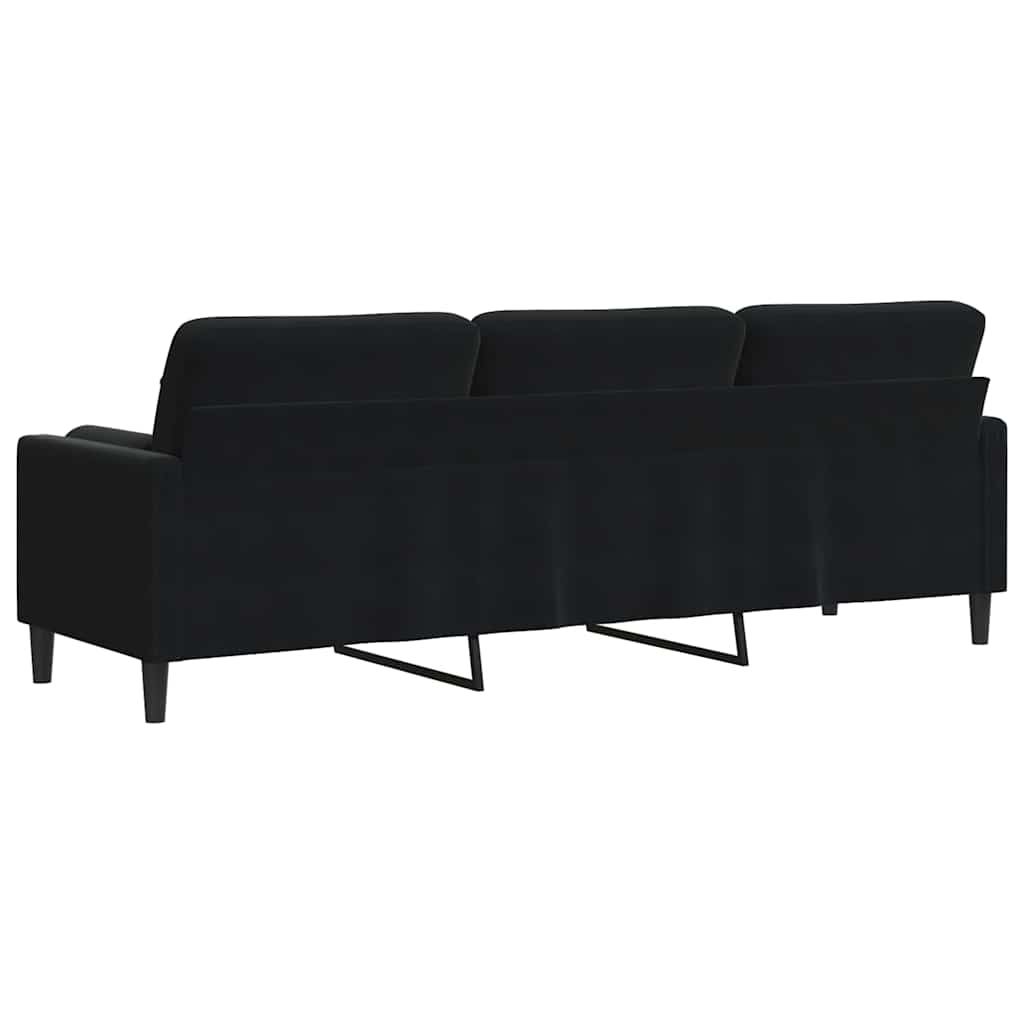 Canapé 3 places avec oreillers décoratifs noir 210 cm velours - XIOS