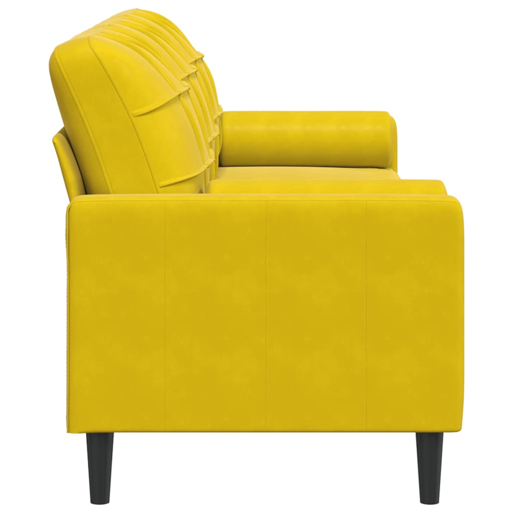 Canapé 3 places avec oreillers décoratifs jaune 210 cm velours - XIOS