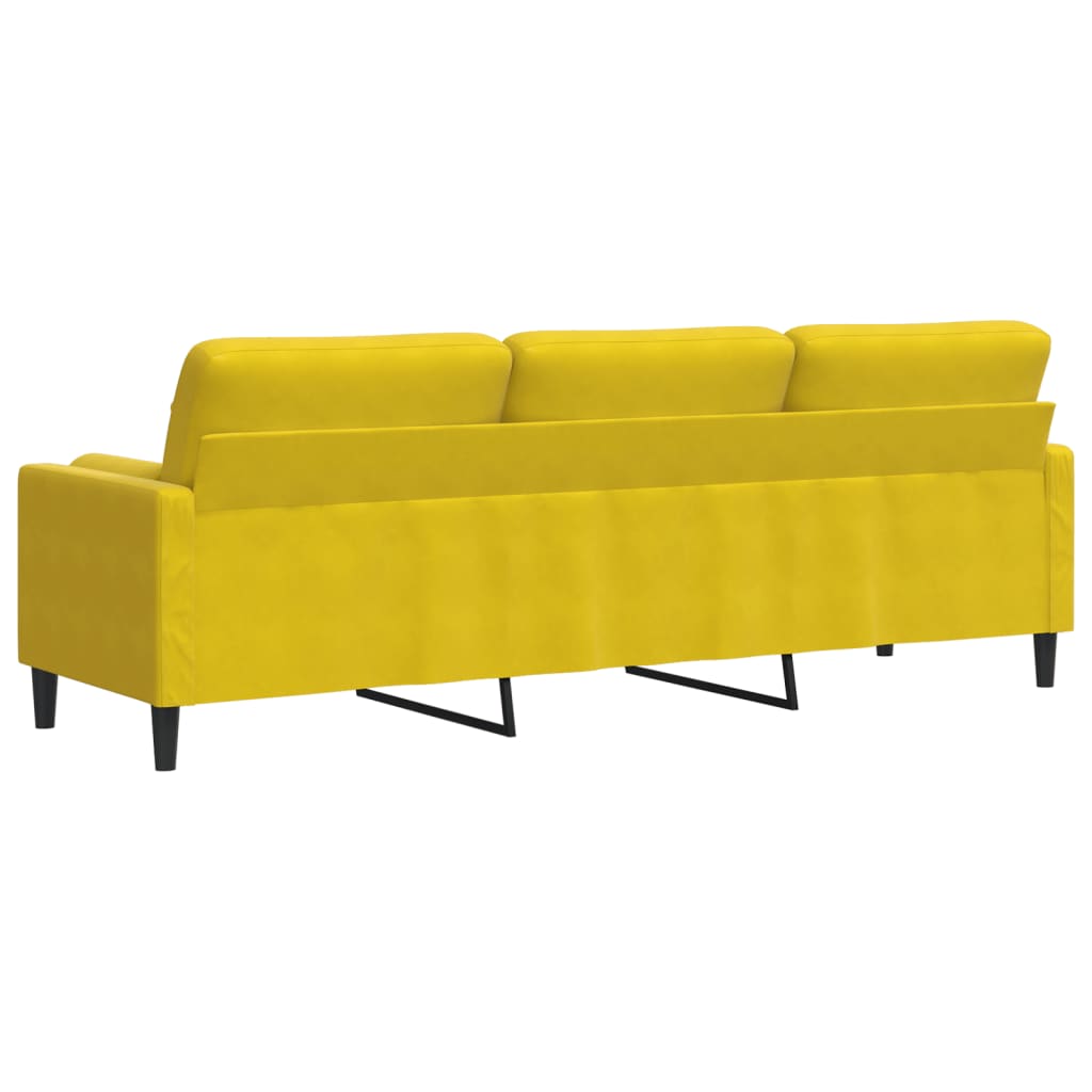 Canapé 3 places avec oreillers décoratifs jaune 210 cm velours - XIOS