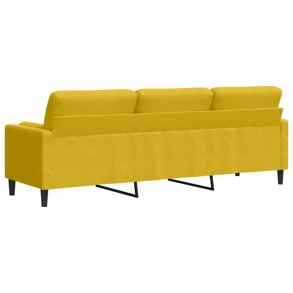 Canapé 3 places avec oreillers décoratifs jaune 210 cm velours - XIOS
