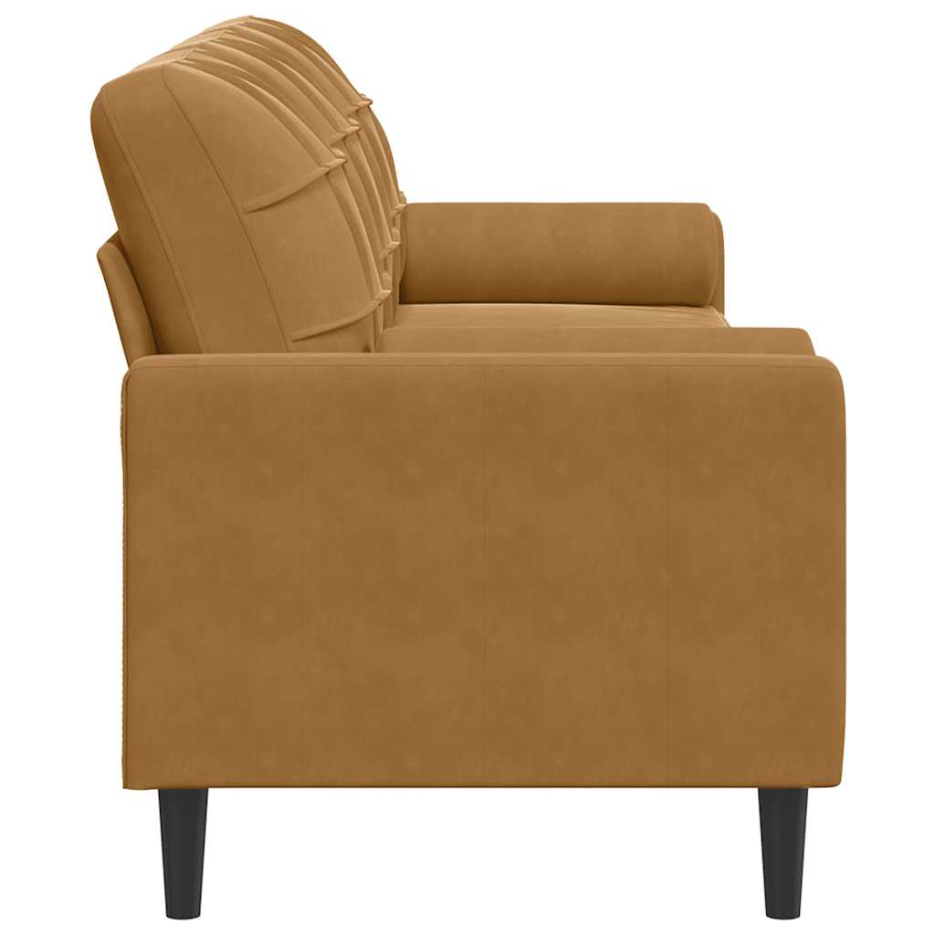 Canapé 3 places avec oreillers décoratifs marron 210 cm velours - XIOS