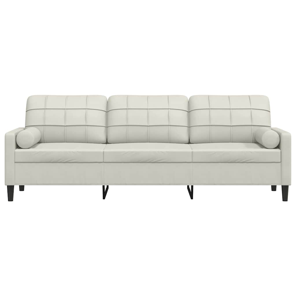 Canapé 3 places avec oreillers décoratifs crème 210 cm velours - XIOS