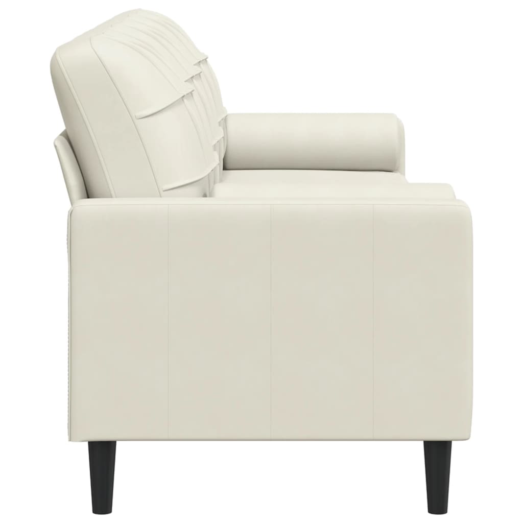 Canapé 3 places avec oreillers décoratifs crème 210 cm velours - XIOS