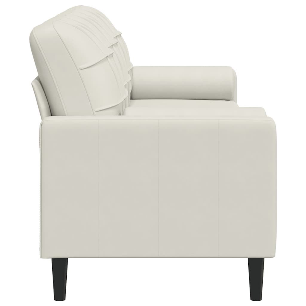 Canapé 3 places avec oreillers décoratifs crème 210 cm velours - XIOS