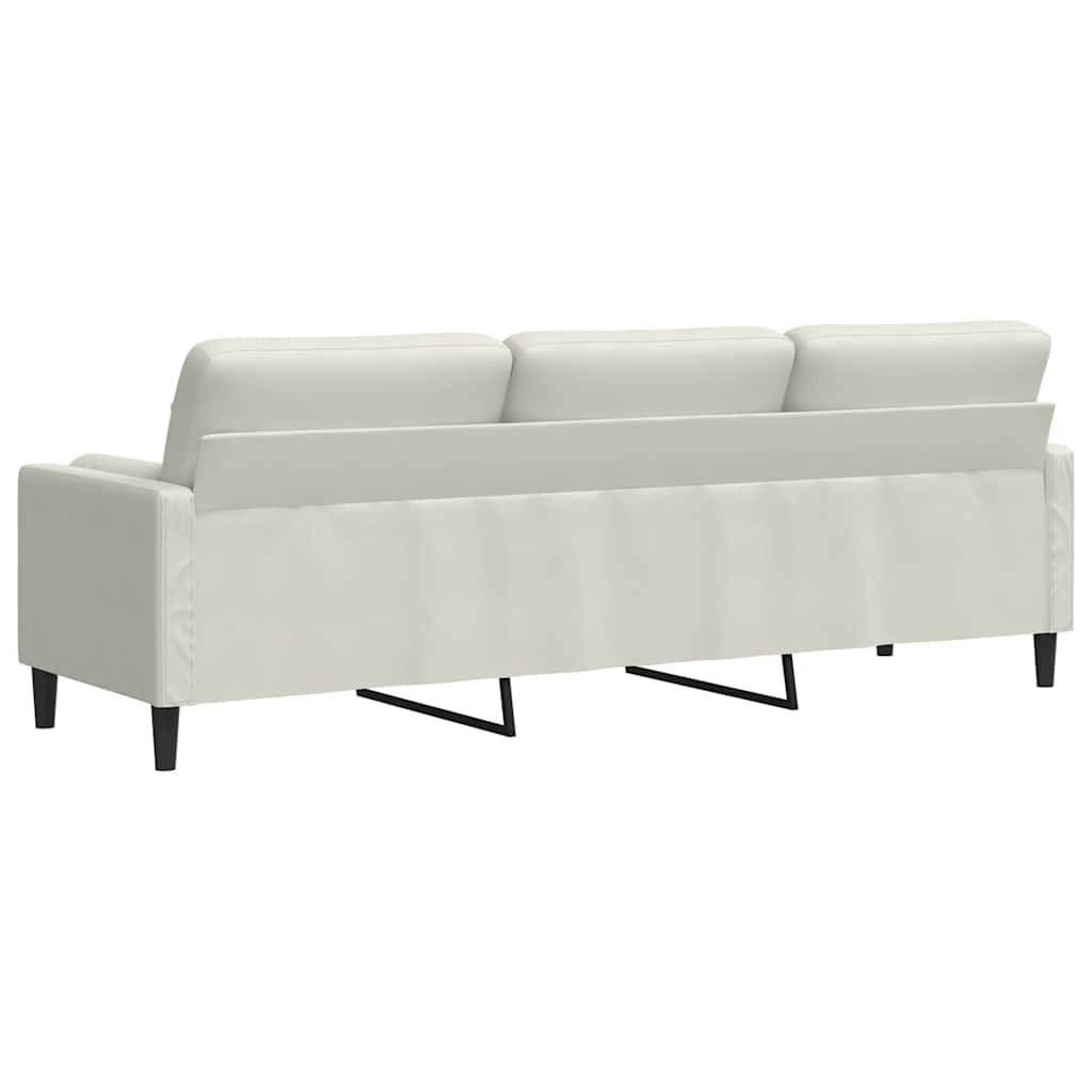 Canapé 3 places avec oreillers décoratifs crème 210 cm velours - XIOS