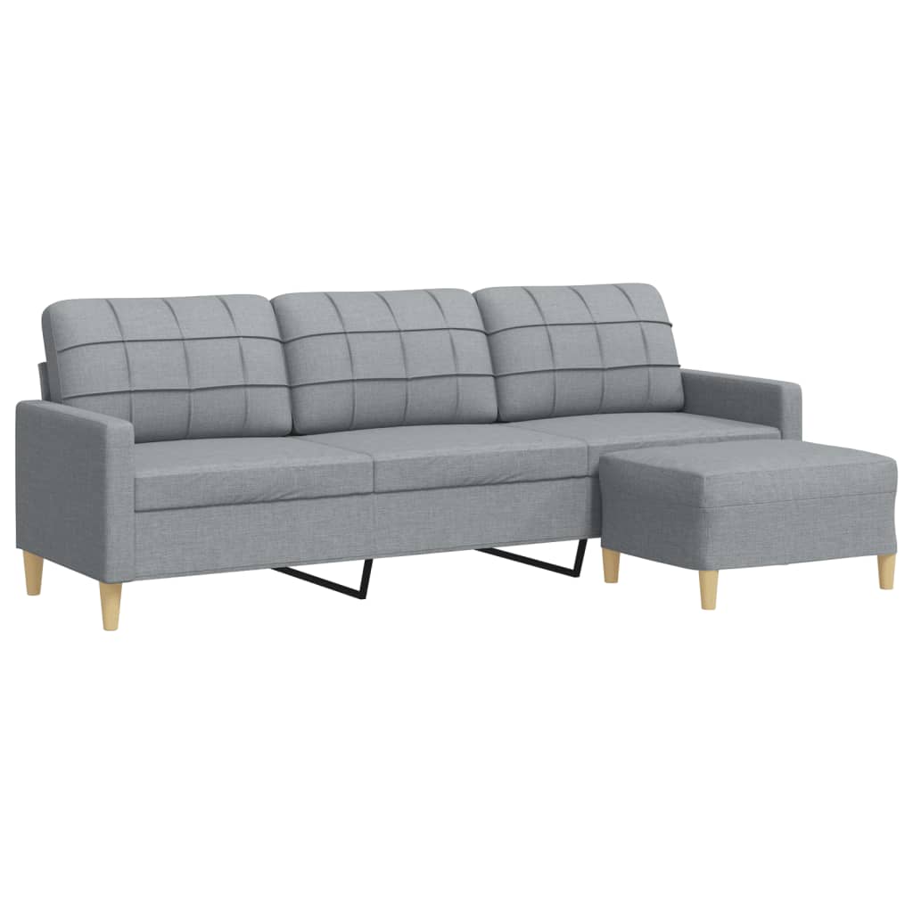 Canapé à 3 places avec repose-pieds Gris clair 210 cm Tissu - XIOS