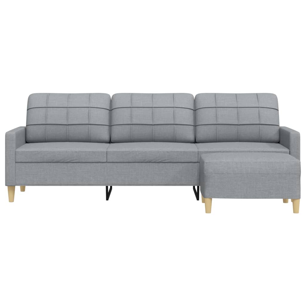 Canapé à 3 places avec repose-pieds Gris clair 210 cm Tissu