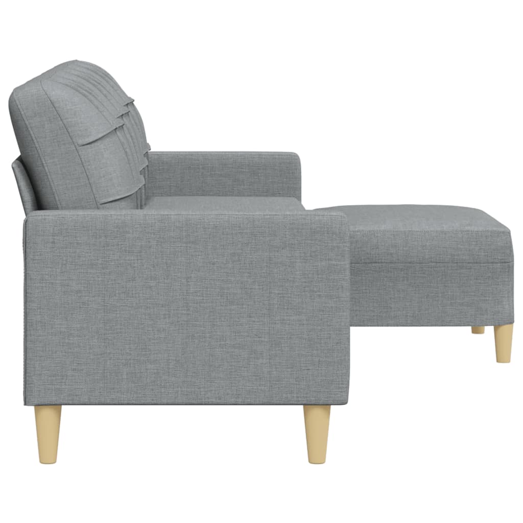 Canapé à 3 places avec repose-pieds Gris clair 210 cm Tissu