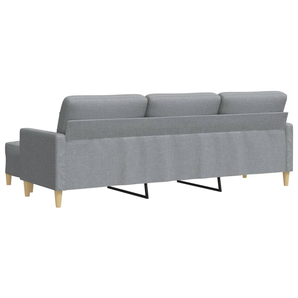 Canapé à 3 places avec repose-pieds Gris clair 210 cm Tissu - XIOS