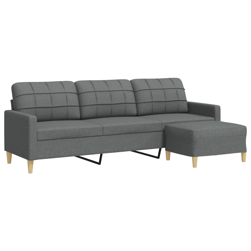 Canapé à 3 places avec repose-pieds Gris foncé 210 cm Tissu - XIOS