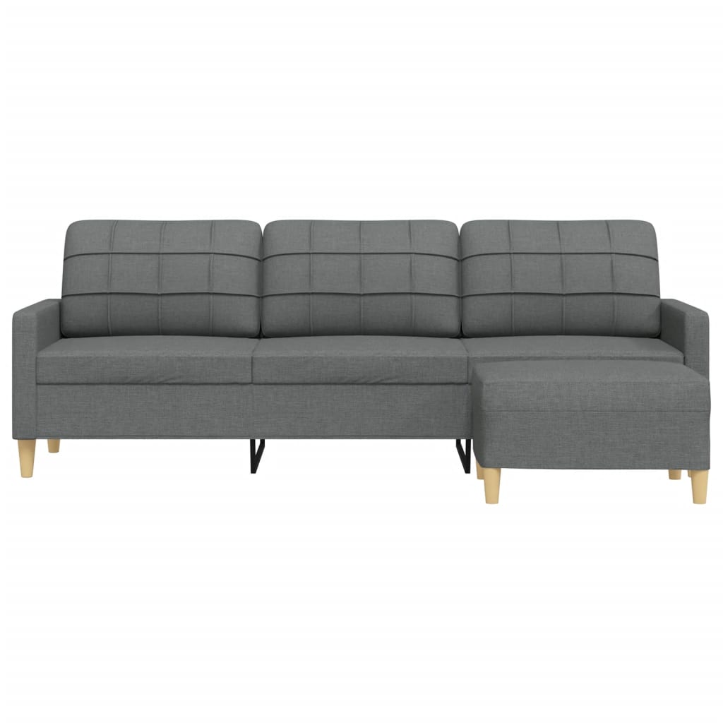 Canapé à 3 places avec repose-pieds Gris foncé 210 cm Tissu