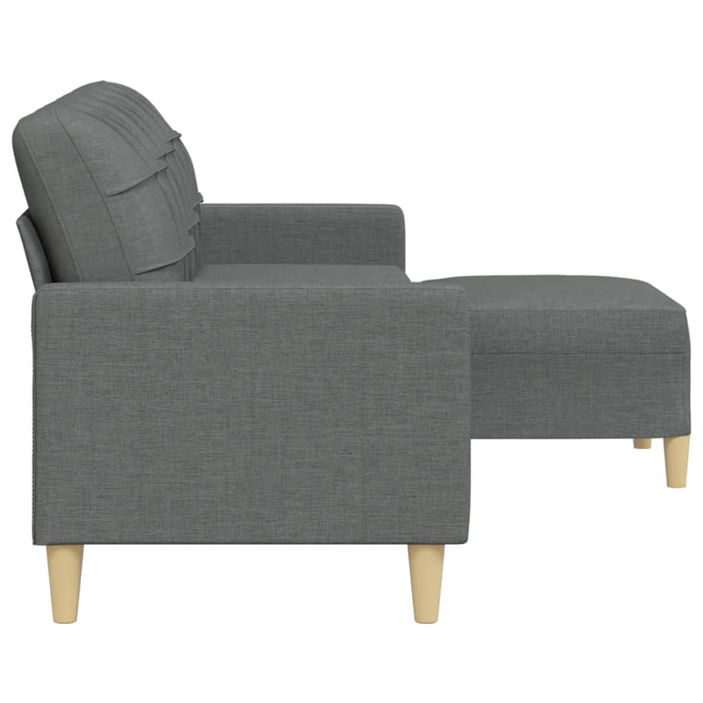 Canapé à 3 places avec repose-pieds Gris foncé 210 cm Tissu