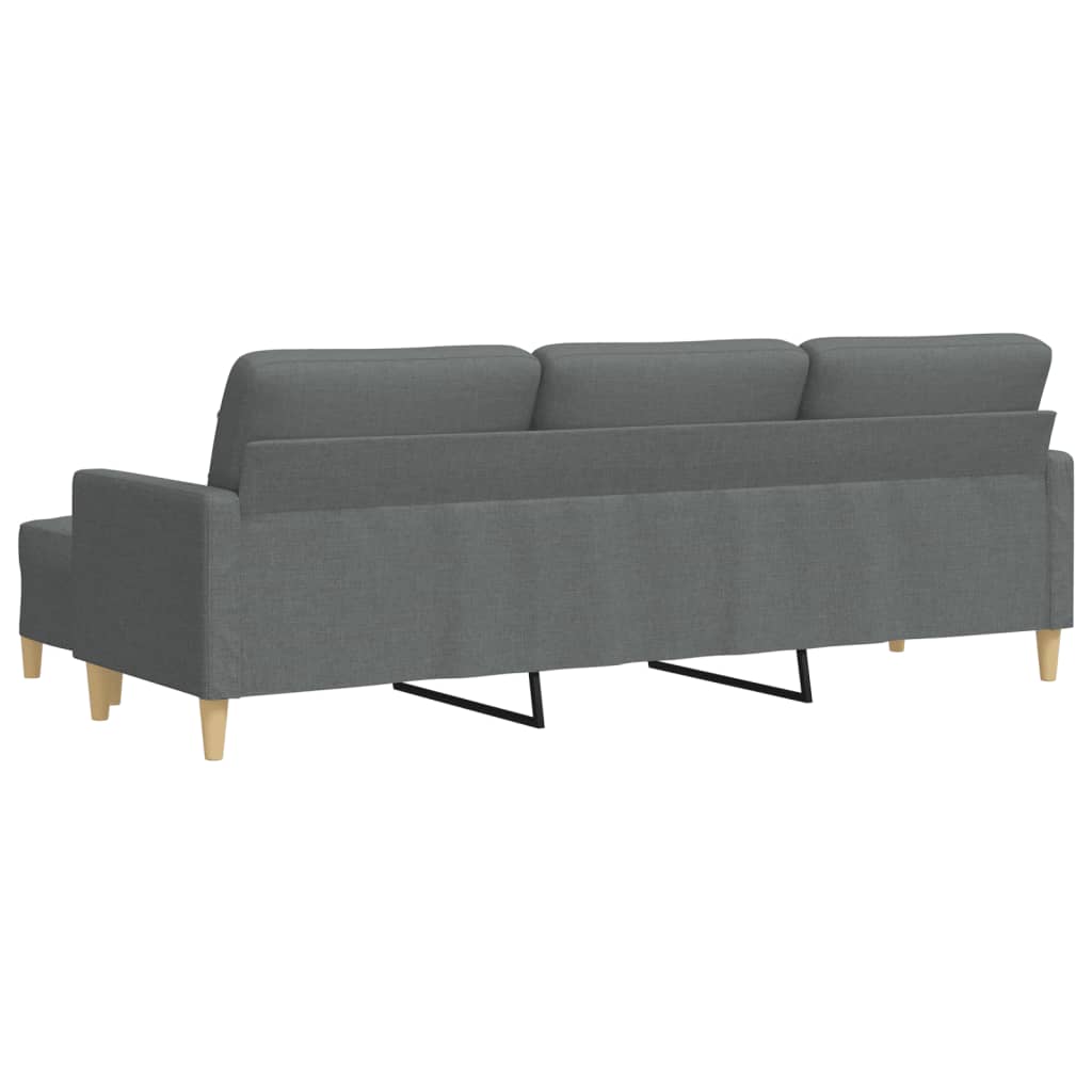 Canapé à 3 places avec repose-pieds Gris foncé 210 cm Tissu