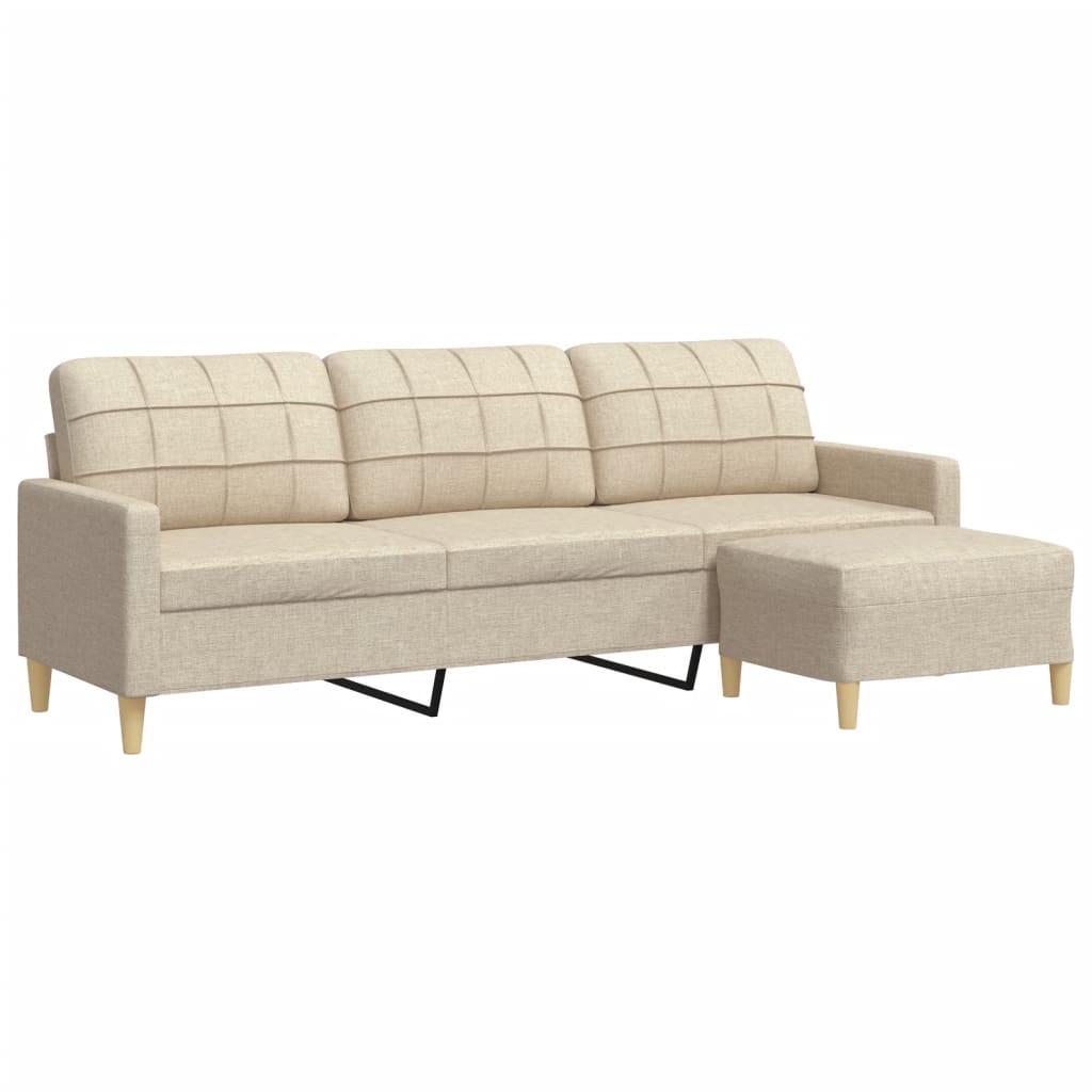 Canapé à 3 places avec repose-pieds Crème 210 cm Tissu - XIOS