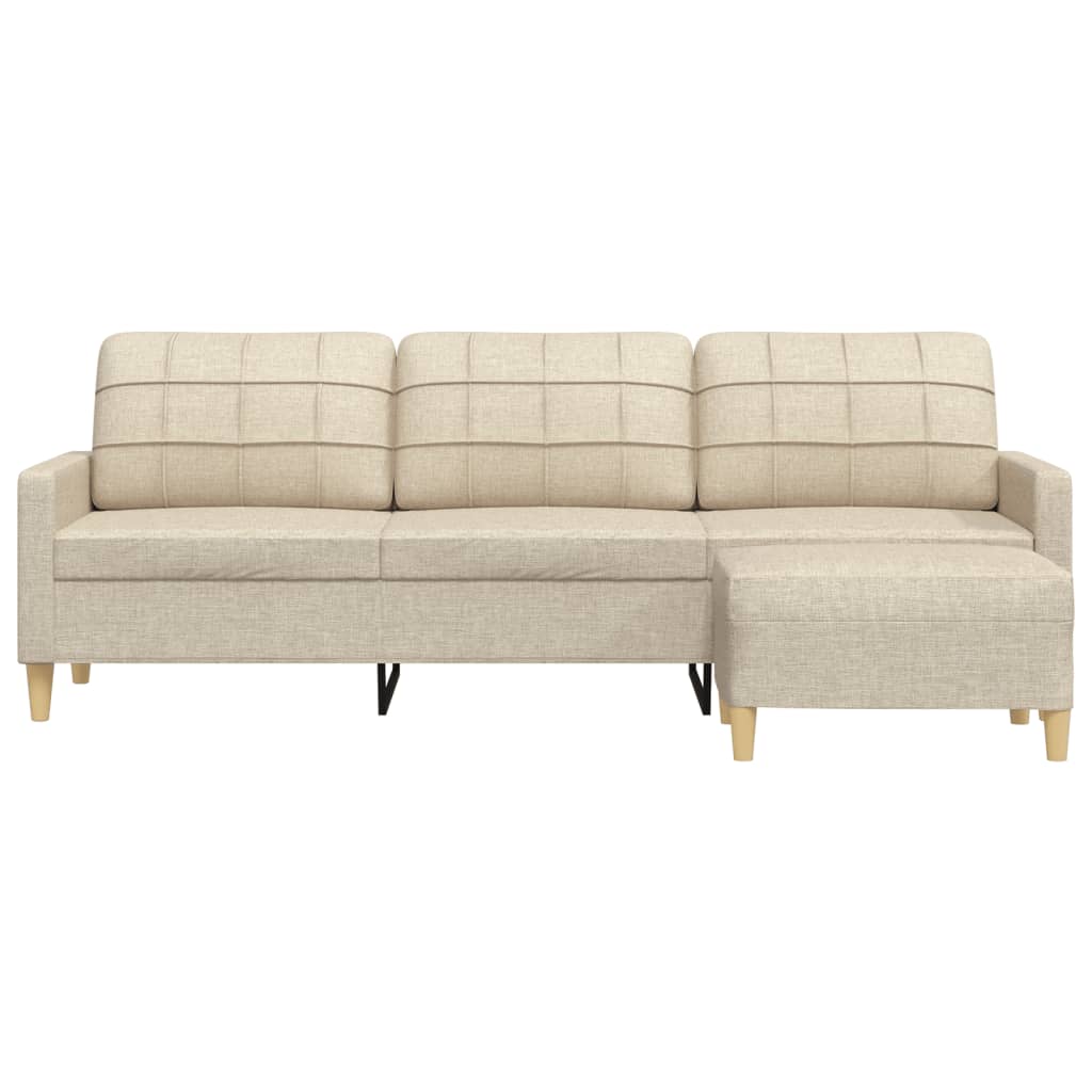 Canapé à 3 places avec repose-pieds Crème 210 cm Tissu