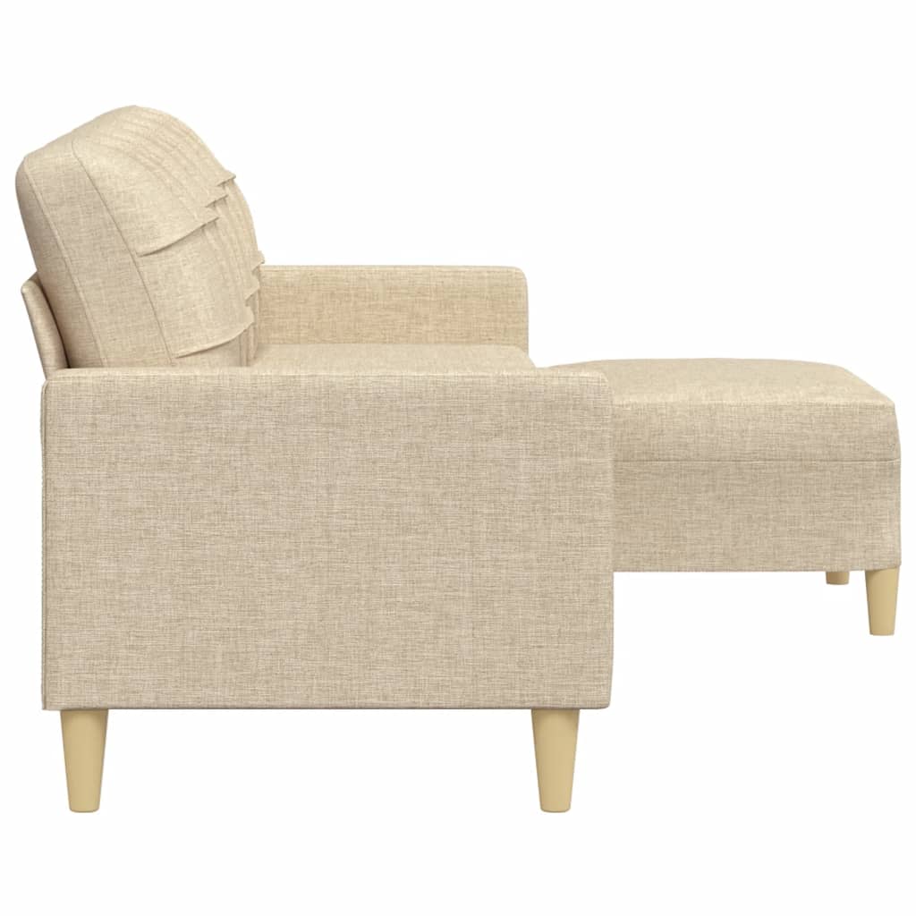 Canapé à 3 places avec repose-pieds Crème 210 cm Tissu