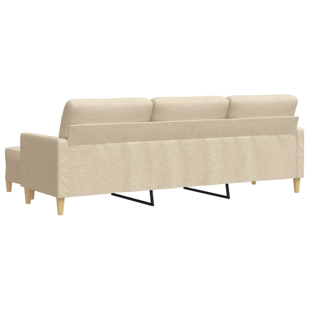 Canapé à 3 places avec repose-pieds Crème 210 cm Tissu