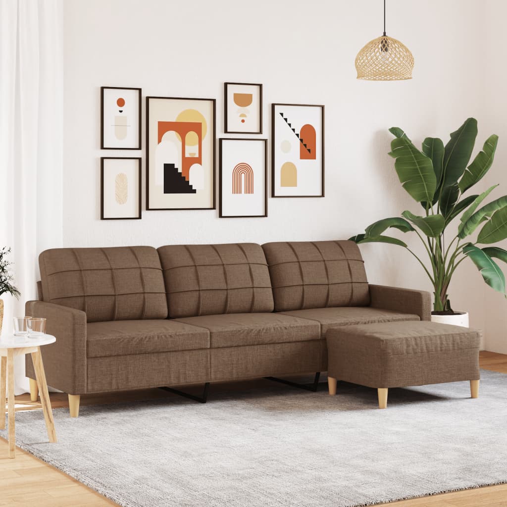 Canapé à 3 places avec repose-pieds Marron 210 cm Tissu - XIOS