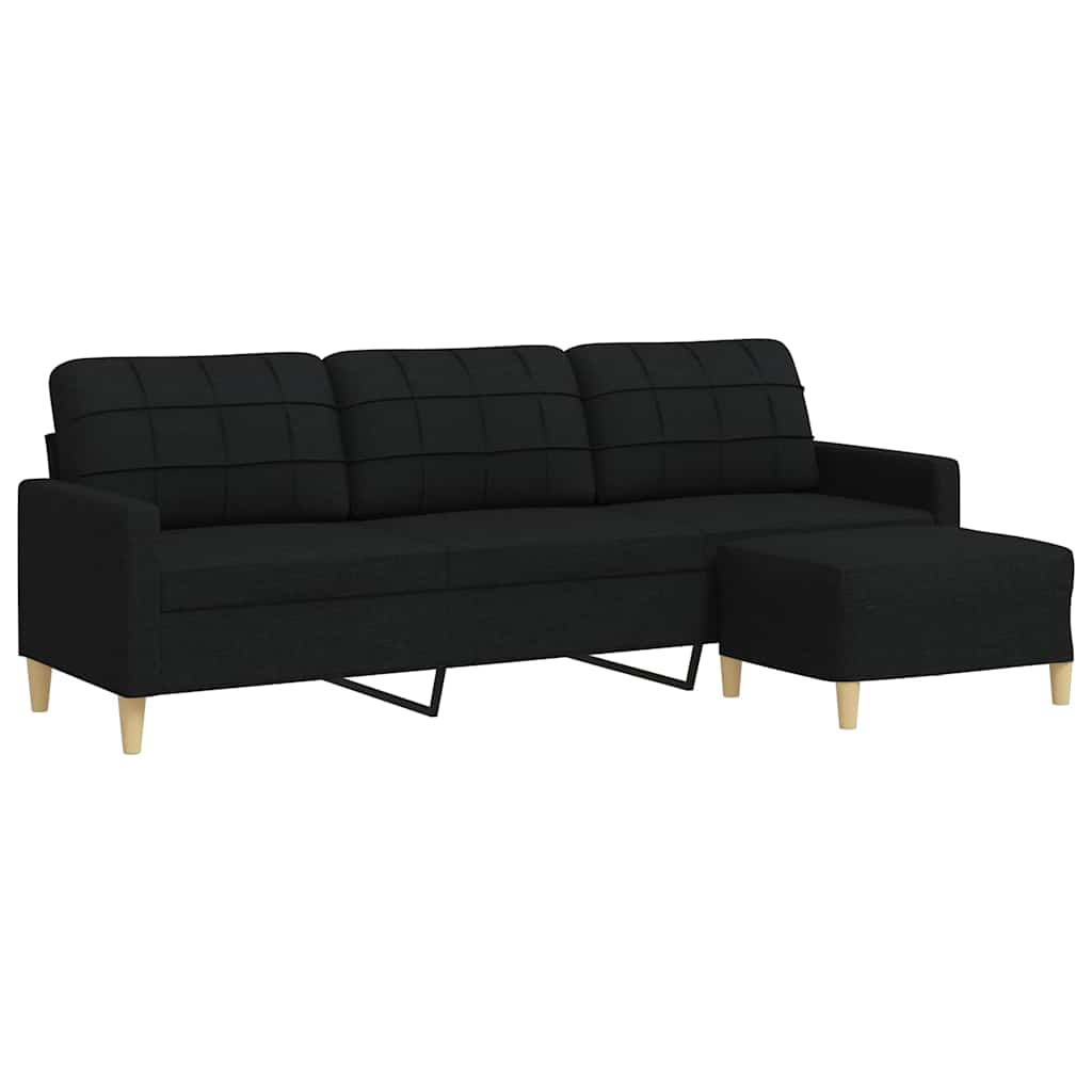 Canapé à 3 places avec repose-pieds Noir 210 cm Tissu - XIOS