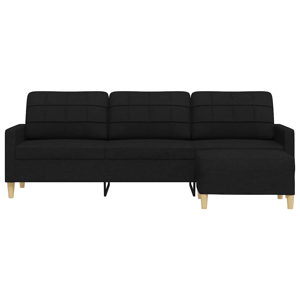 Canapé à 3 places avec repose-pieds Noir 210 cm Tissu - XIOS
