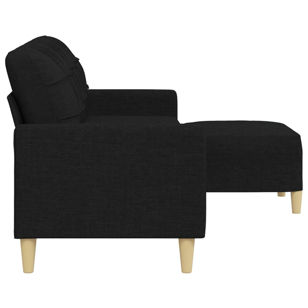 Canapé à 3 places avec repose-pieds Noir 210 cm Tissu - XIOS