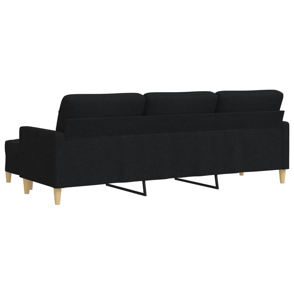 Canapé à 3 places avec repose-pieds Noir 210 cm Tissu - XIOS