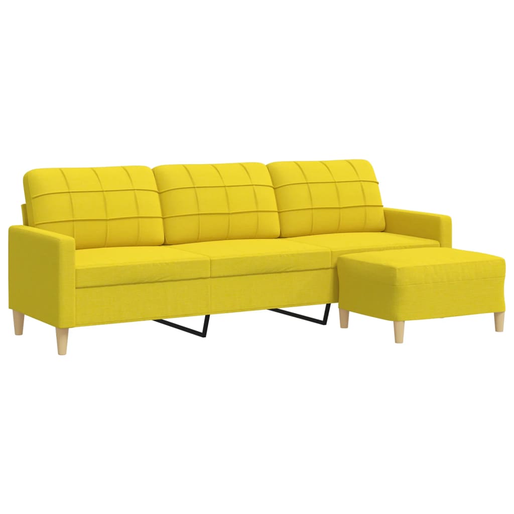 Canapé à 3 places avec repose-pieds Jaune clair 210 cm Tissu - XIOS