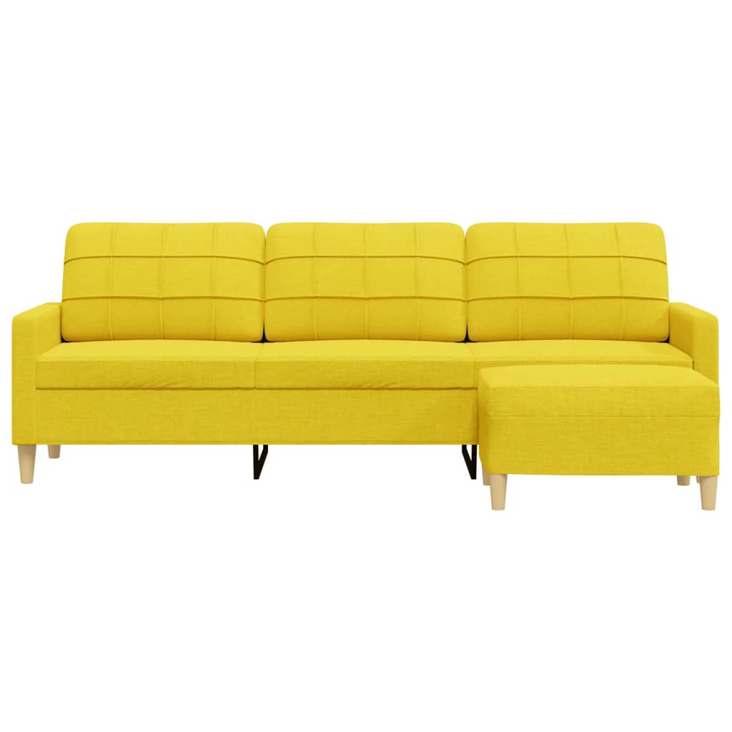 Canapé à 3 places avec repose-pieds Jaune clair 210 cm Tissu - XIOS