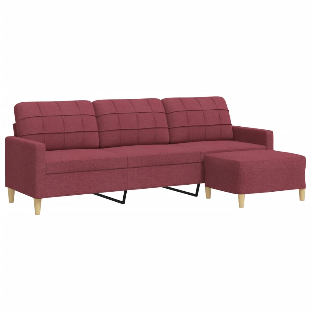 Canapé à 3 places avec repose-pieds Rouge bordeaux 210 cm Tissu - XIOS