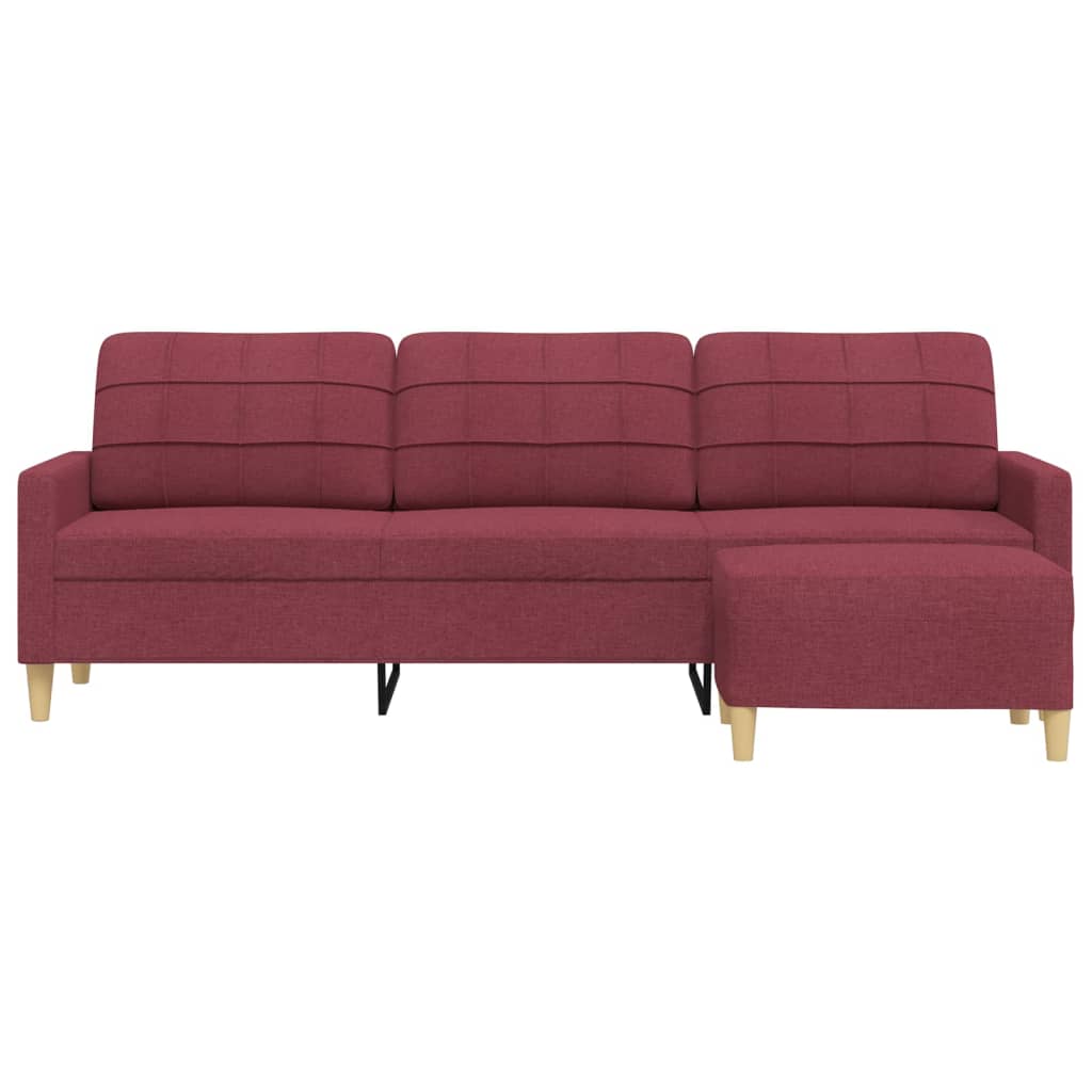 Canapé à 3 places avec repose-pieds Rouge bordeaux 210 cm Tissu - XIOS