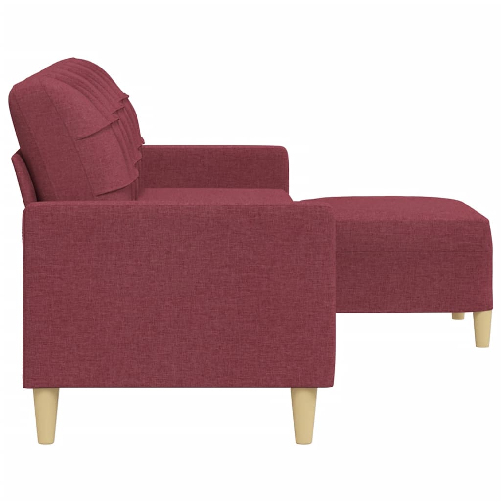 Canapé à 3 places avec repose-pieds Rouge bordeaux 210 cm Tissu - XIOS