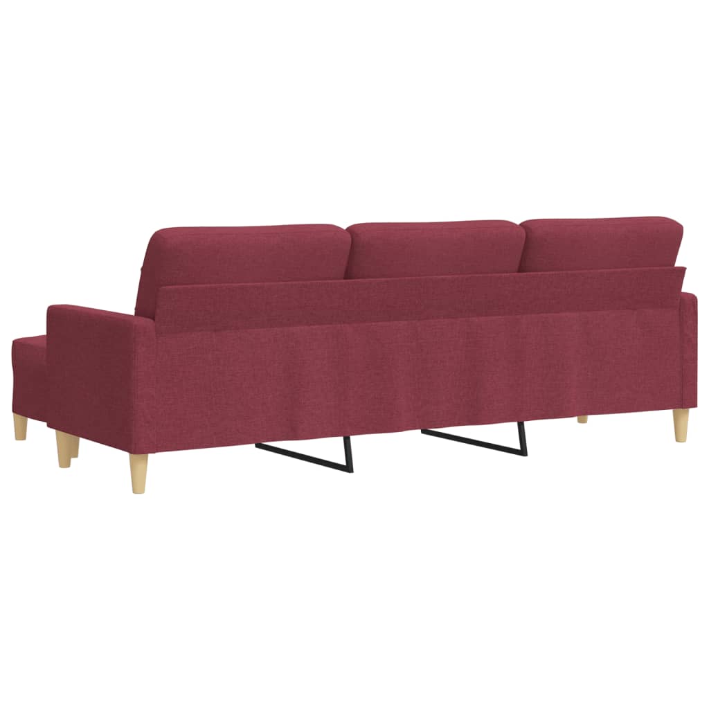 Canapé à 3 places avec repose-pieds Rouge bordeaux 210 cm Tissu - XIOS
