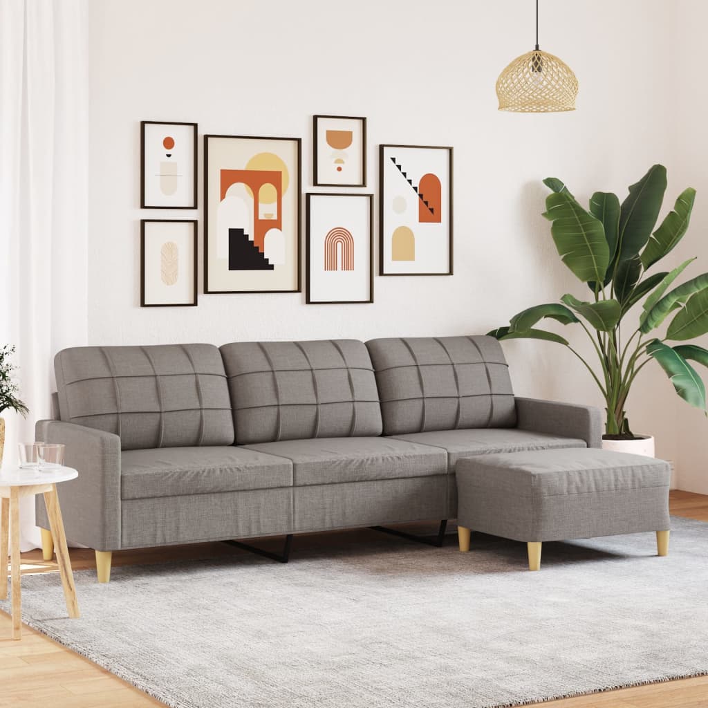 Canapé à 3 places avec repose-pieds Taupe 210 cm Tissu - XIOS