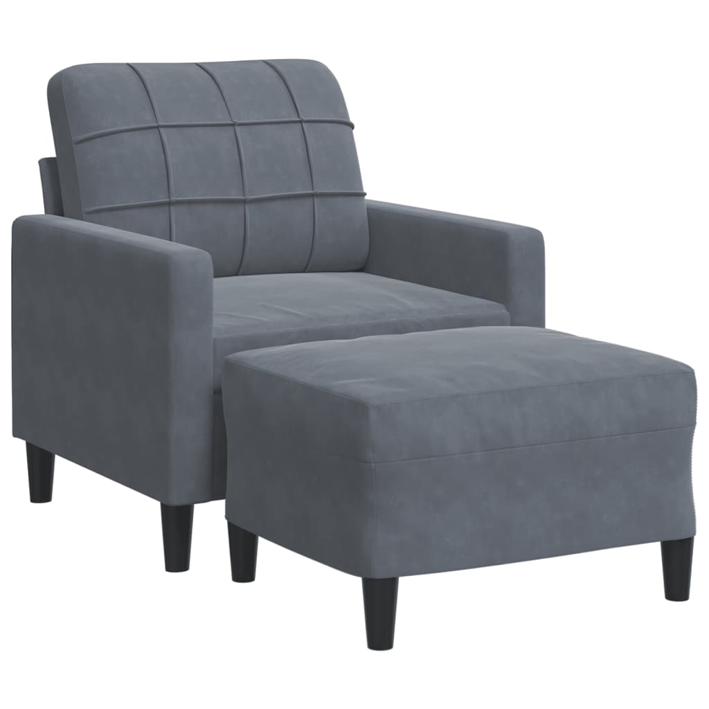 Fauteuil avec repose-pied Gris foncé 60 cm Velours - XIOS