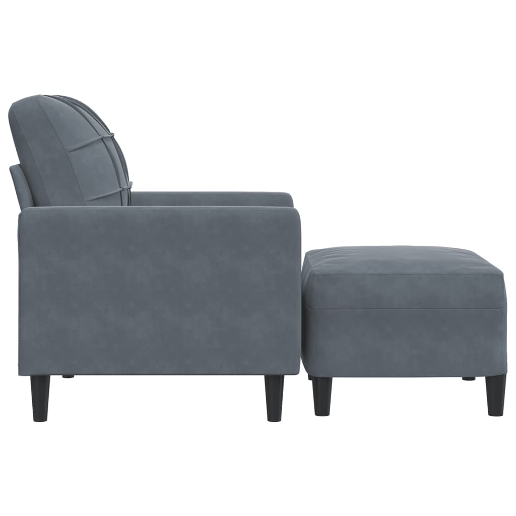 Fauteuil avec repose-pied Gris foncé 60 cm Velours - XIOS